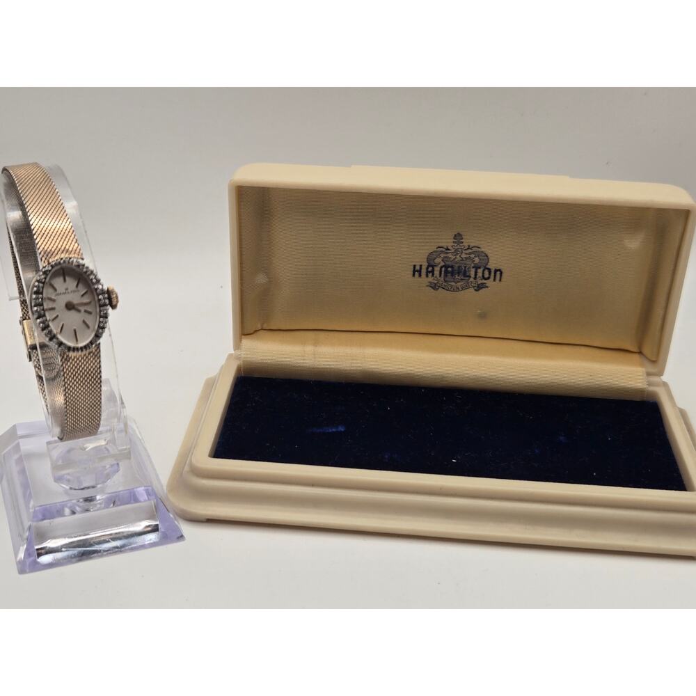 Hamilton Women’s Watch 10K RGP Oval Face Diamond Accents 10K GF Mesh Bracelet